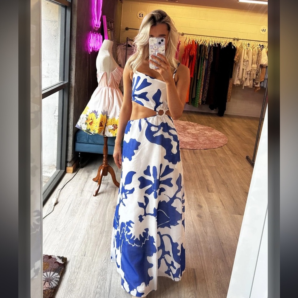 SIR Vivi Asymmetric Cotton-Silk Maxi Dress US6 - Picture 5 of 12